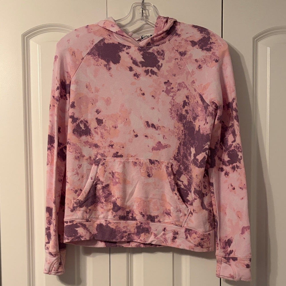 Athleta Girl Pink and Purple Tie-Dye Hooded Pullover